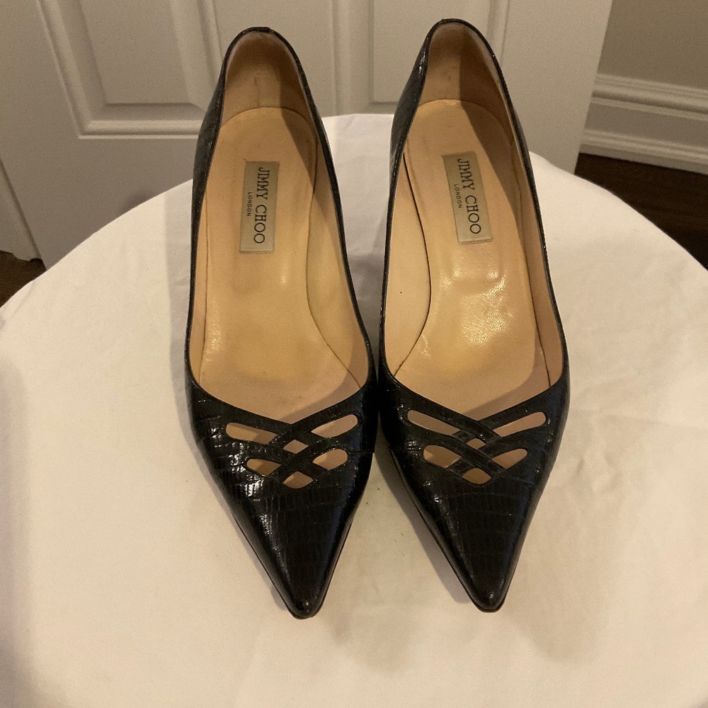 Jimmy Choo 2.75 inch Black Patent pump size 40.5